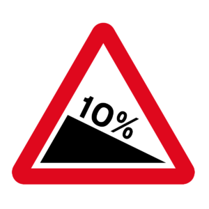 Steep Hill Downwards Warning Sign