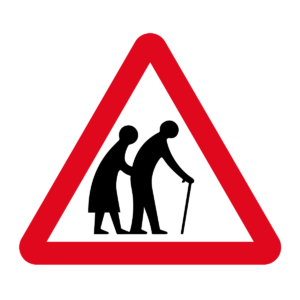 Frail Pedestrians Crossing Warning Sign