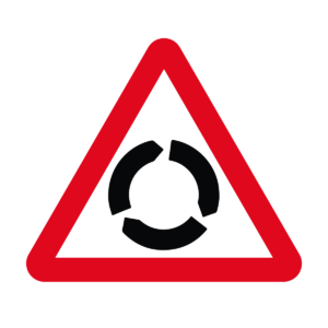 Roundabout Ahead Warning Sign