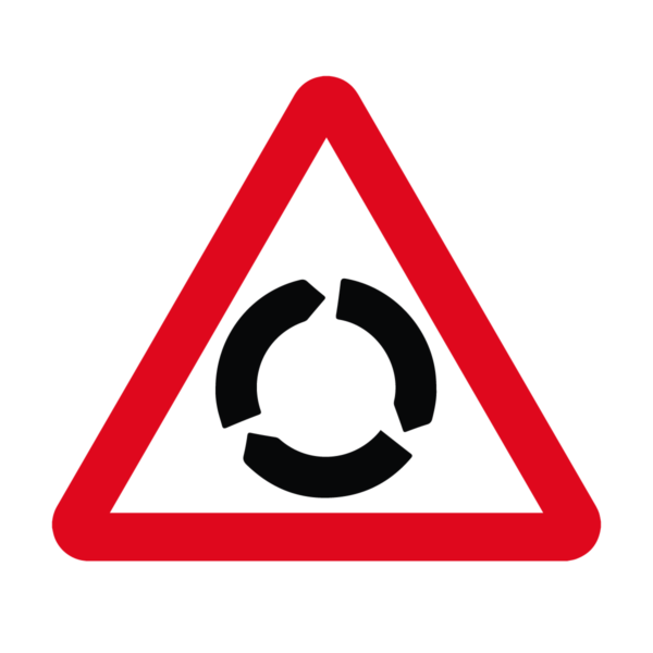 Roundabout Ahead Warning Sign