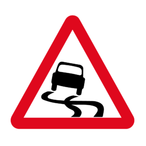 Slippery Road Ahead Warning Sign