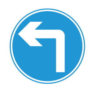 Turn Ahead Arrow Blue Sign